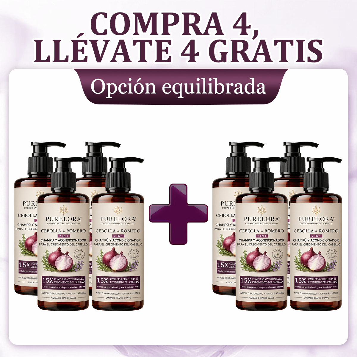 🌿👨⚕️ Tienda oficial en EE. UU. 🇺🇸 | 🔥 Champú y acondicionador 2 en 1 PURELORA® de cebolla y romero con complejo activo 15X para el crecimiento capilar: para un cabello con apariencia más gruesa, abundante y fuerte.