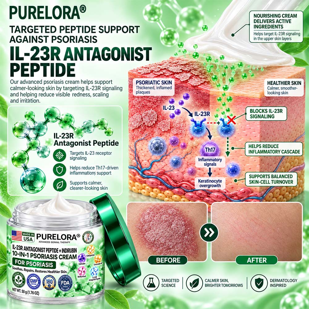 𝐎𝐟𝐟𝐢𝐜𝐢𝐚𝐥 𝐒𝐭𝐨𝐫𝐞 |💧💧 Purelora®𝑰𝑳-𝟐𝟑𝑹 𝑨𝒏𝒕𝒂𝒈𝒐𝒏𝒊𝒔𝒕 𝑷𝒆𝒑𝒕𝒊𝒅𝒆 + 𝑰𝒏𝒅𝒊𝒓𝒖𝒃𝒊𝒏 𝟏𝟎-𝑰𝑵-𝟏 𝑷𝒔𝒐𝒓𝒊𝒂𝒔𝒊𝒔 𝑪𝒓𝒆𝒂𝒎 （𝑯𝒆𝒍𝒑𝒔 𝑹𝒆𝒅𝒖𝒄𝒆 𝑽𝒊𝒔𝒊𝒃𝒍𝒆 𝑹𝒆𝒅𝒏𝒆𝒔𝒔 & 𝑺𝒄𝒂𝒍𝒊𝒏𝒈, 𝑺𝒐𝒐𝒕𝒉𝒆 𝑫𝒓𝒚𝒏𝒆𝒔𝒔 & 𝑰𝒕𝒄𝒉𝒊𝒏𝒈, 𝑺𝒖𝒑𝒑𝒐𝒓𝒕 𝑩𝒂𝒍𝒂𝒏𝒄𝒆𝒅 𝑺𝒌𝒊𝒏-𝑪𝒆𝒍𝒍 𝑹𝒆𝒏𝒆𝒘𝒂𝒍 & 𝑯𝒆𝒍𝒑 𝑹𝒆𝒊𝒏𝒇𝒐𝒓𝒄𝒆 𝒕𝒉𝒆 𝑺𝒌𝒊𝒏 𝑩𝒂𝒓𝒓𝒊𝒆𝒓）