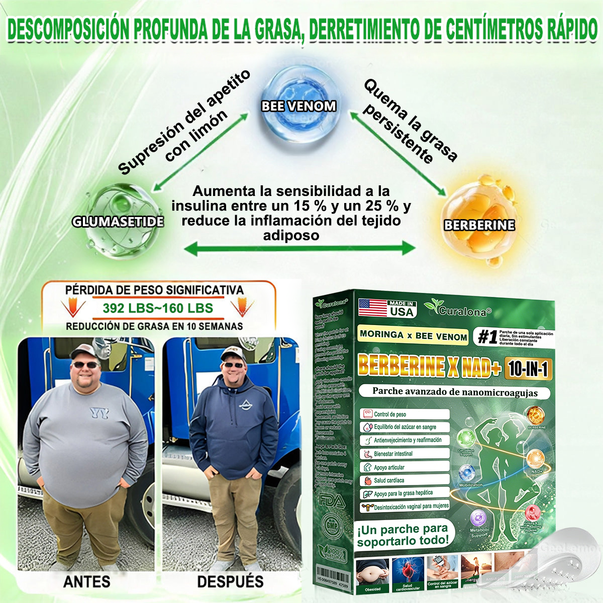 Tienda Oficial de EE. UU. 🇺🇸  | 🧑‍⚕️🩺 Curalona® Moringa · Berberina × NAD+ Parche nanomicron avanzado 10 en 1: resultados visibles en 2 días
