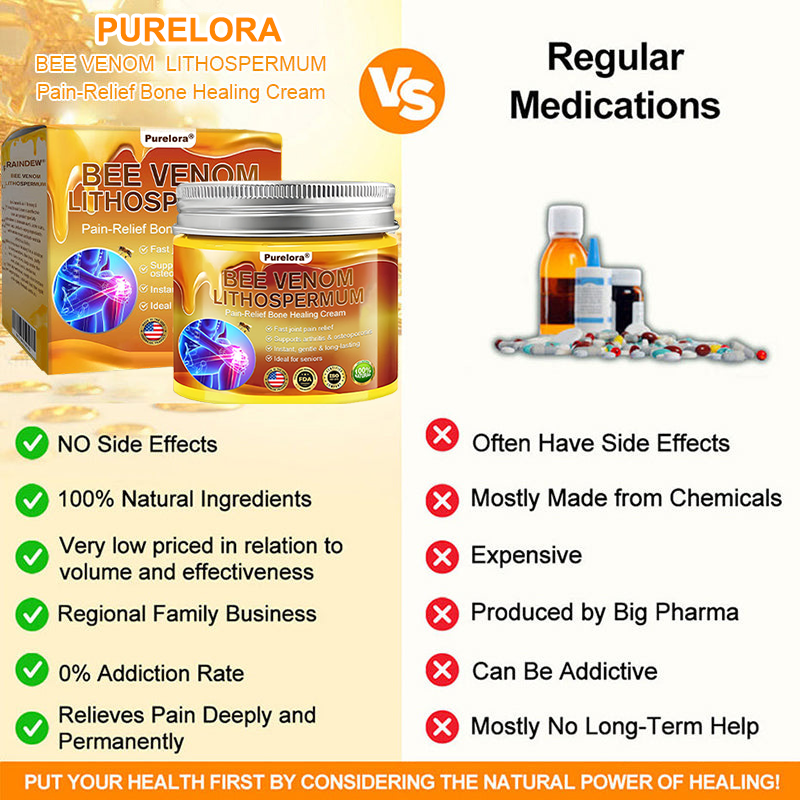 🔥New Arrival🐝Purelora® Bee Venom & Lithospermum Comfort Cream When Walking, Standing or Sleeping Hurts — Daily Pain Relief & Bone Comfort for Older Adults