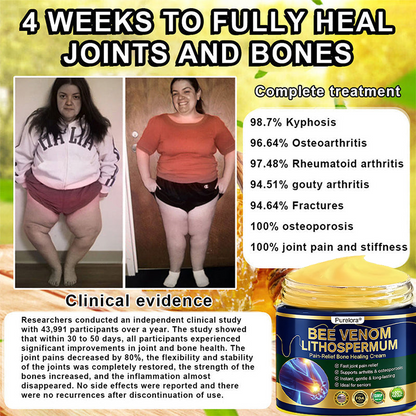 𝗙𝗗𝗔 𝗖𝗲𝗿𝘁𝗶𝗳𝗶𝗲𝗱 · 𝗢𝗳𝗳𝗶𝗰𝗶𝗮𝗹 𝗦𝘁𝗼𝗿𝗲 | Purelora®🔥 BEE VENOM LITHOSPERMUM Pain-Relief Bone Healing Cream 👑👑(Specially for older adults)