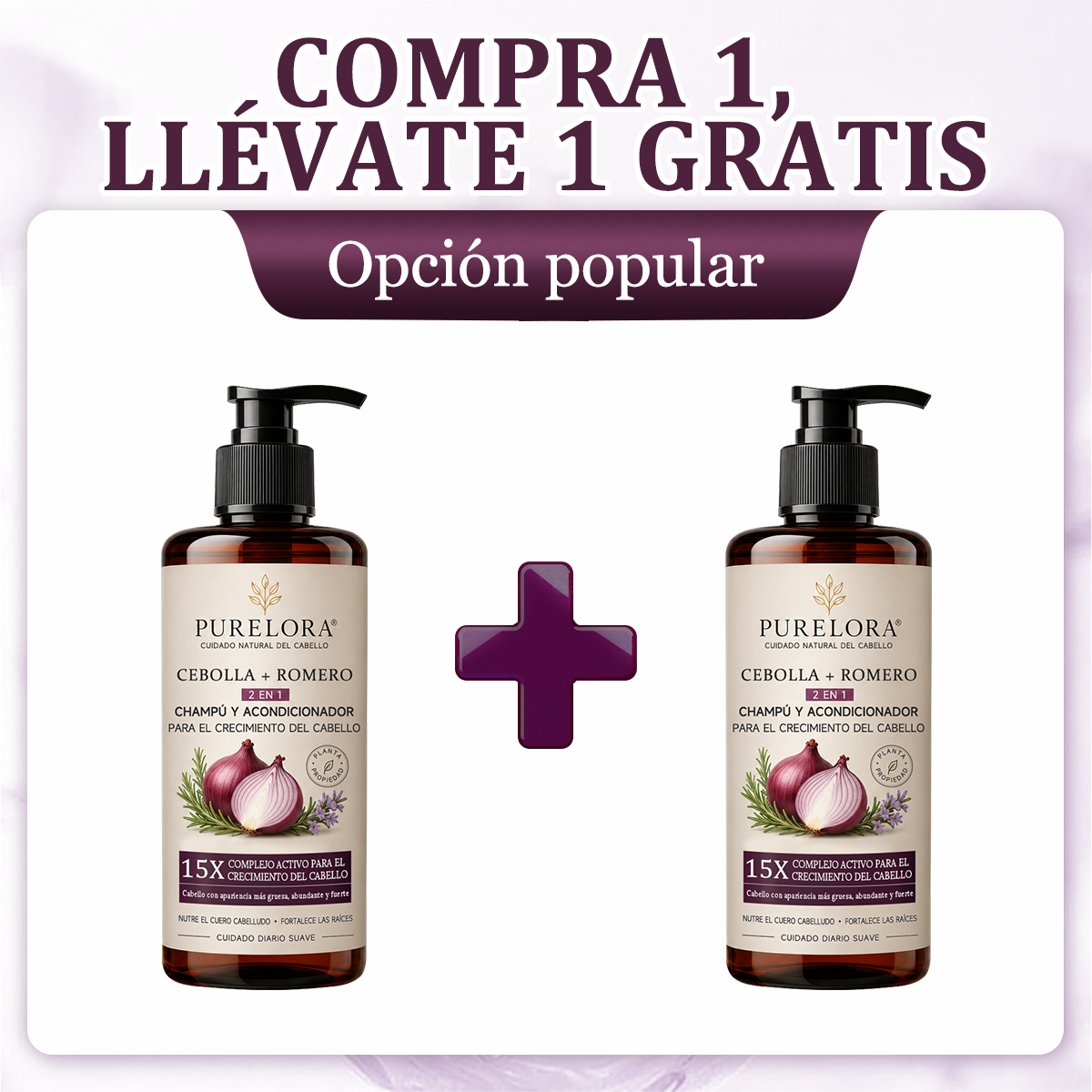 🌿👨‍⚕️ Tienda oficial en EE. UU. 🇺🇸 | 🔥 Champú y acondicionador 2 en 1 PURELORA® de cebolla y romero con complejo activo 15X para el crecimiento capilar: para un cabello con apariencia más gruesa, abundante y fuerte.