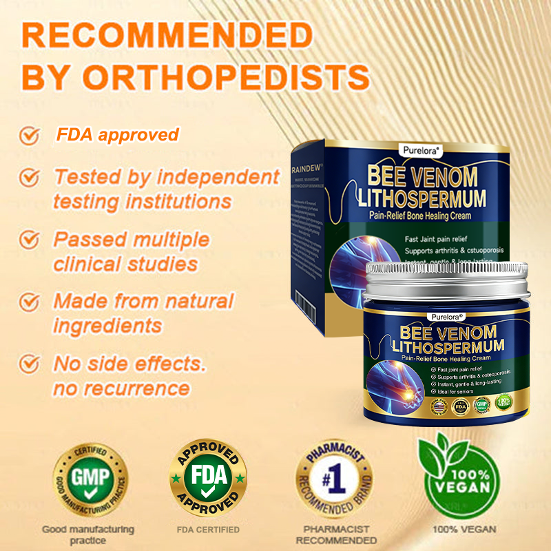 𝗙𝗗𝗔 𝗖𝗲𝗿𝘁𝗶𝗳𝗶𝗲𝗱 · 𝗢𝗳𝗳𝗶𝗰𝗶𝗮𝗹 𝗦𝘁𝗼𝗿𝗲 | Purelora®🔥 BEE VENOM LITHOSPERMUM Pain-Relief Bone Healing Cream 👑👑(Specially for older adults)