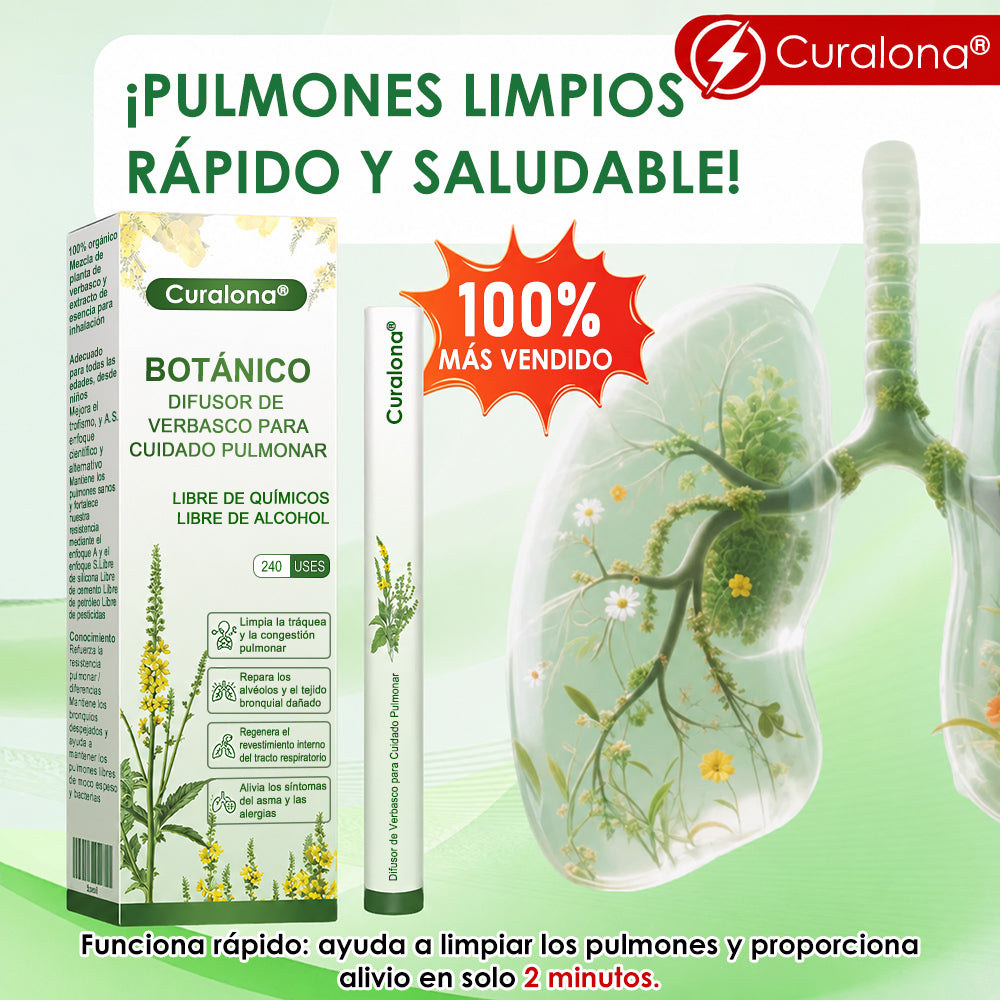 Curalona® Difusor de gordolobo Botanical LungCare (🫁 Tos, faringitis, dificultad para respirar, expectoración, congestión nasal, bronquitis, síntomas de alergia, molestias pulmonares)