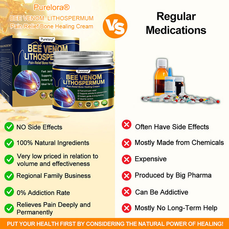 𝗙𝗗𝗔 𝗖𝗲𝗿𝘁𝗶𝗳𝗶𝗲𝗱 · 𝗢𝗳𝗳𝗶𝗰𝗶𝗮𝗹 𝗦𝘁𝗼𝗿𝗲 | Purelora®🔥 BEE VENOM LITHOSPERMUM Pain-Relief Bone Healing Cream 👑👑(Specially for older adults)