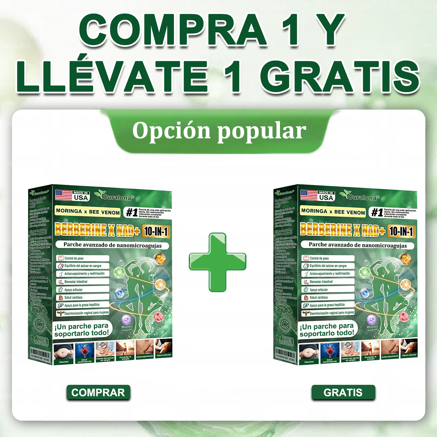 Tienda Oficial de EE. UU. 🇺🇸  | 🧑‍⚕️🩺 Curalona® Moringa · Berberina × NAD+ Parche nanomicron avanzado 10 en 1: resultados visibles en 2 días