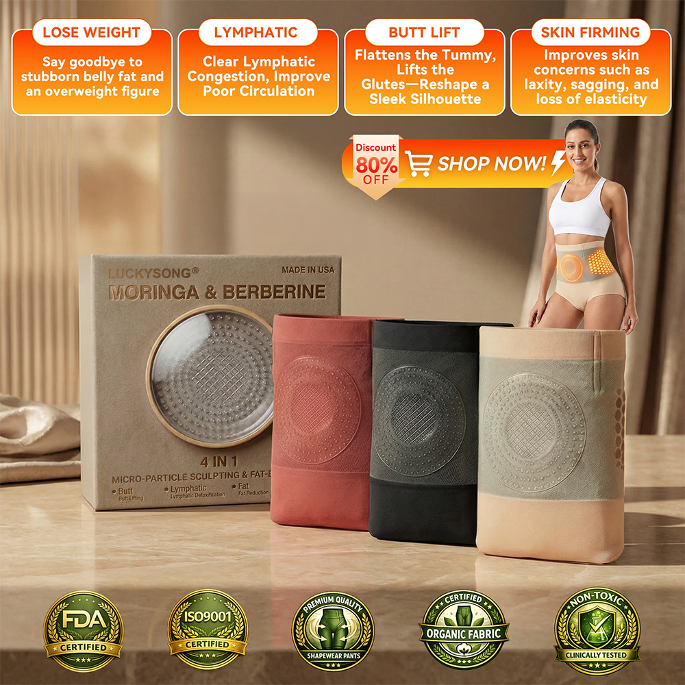 Tienda Oficial de la Marca | LUCKYSONG®2026 Pantalones Cortos 4 en 1 de Moringa y Berberina: Moldeadores y Quema-Grasas con Micropartículas