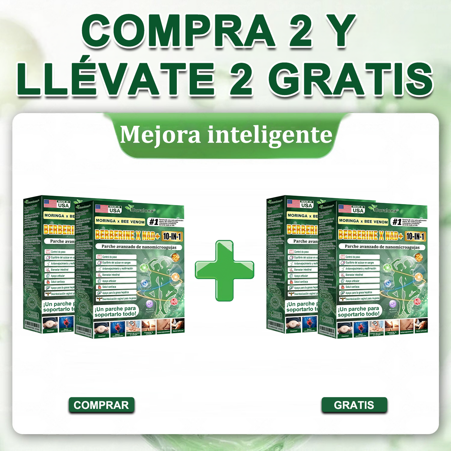 Tienda Oficial de EE. UU. 🇺🇸  | 🧑‍⚕️🩺 Curalona® Moringa · Berberina × NAD+ Parche nanomicron avanzado 10 en 1: resultados visibles en 2 días