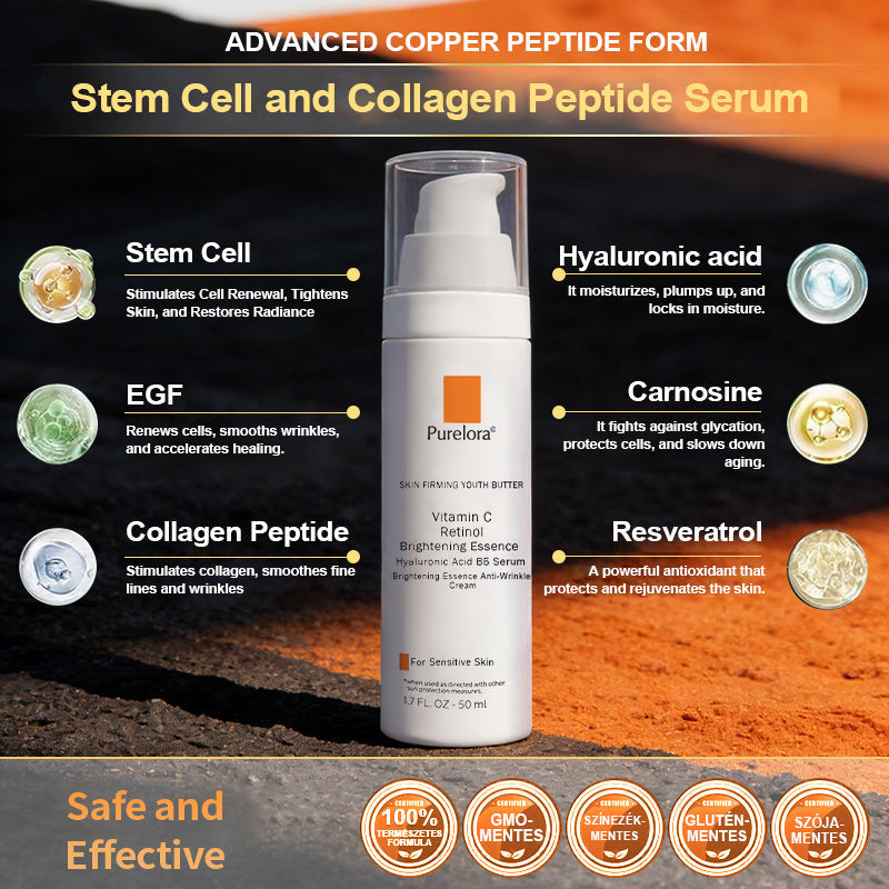 Purelora® Stem Cell Extract EGF and Copper Peptide Revitalizing Essence Cream (deeply activates the skin's internal regeneration, making the skin firmer and smoother)