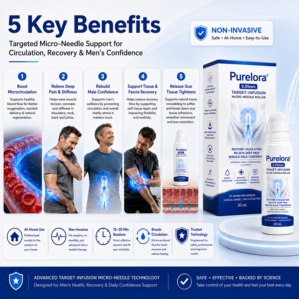Purelora® 0.05mm Target-Infusion Micro-Needle Roller — Restores Tissue Health, Enhances Rigidity & Stamina, Relieves Muscle & Joint Discomfort