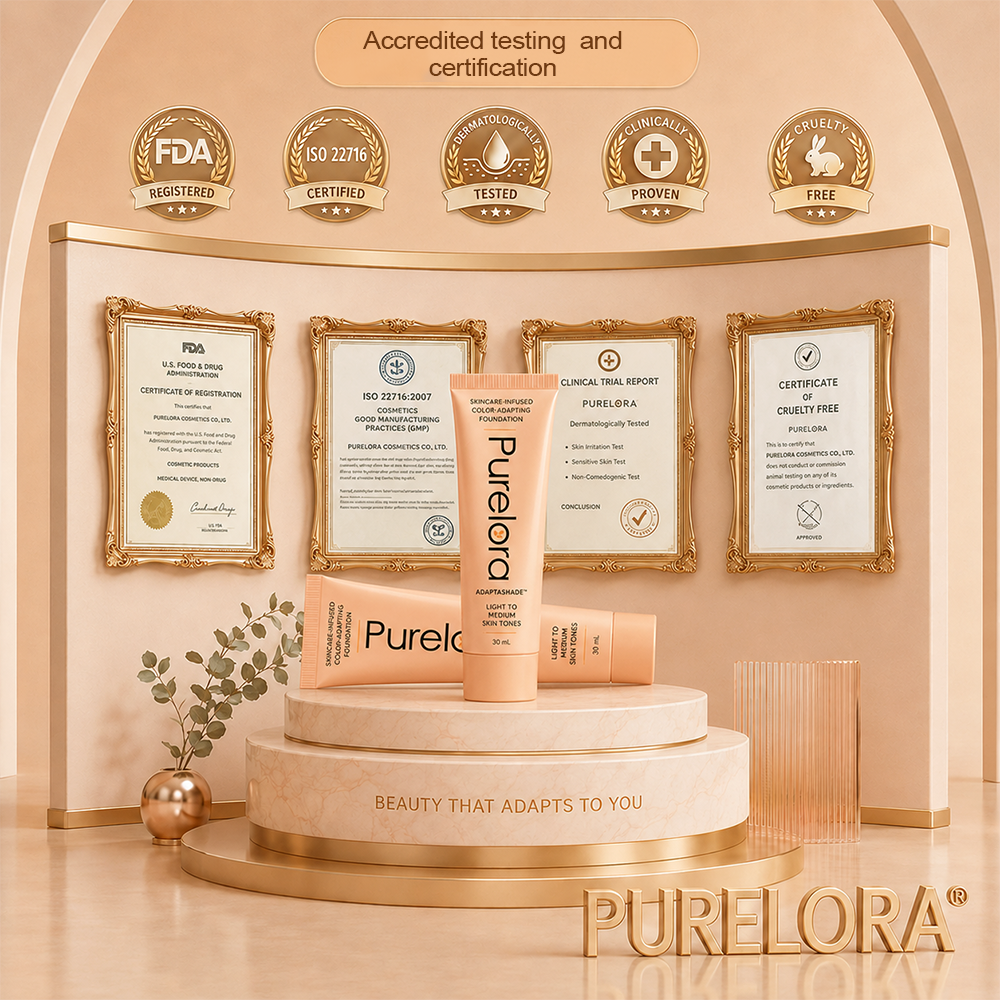 💖【Tienda oficial】Base de maquillaje AdaptaShade de PURELORA®: una base de maquillaje que se adapta al tono de la piel y contiene ingredientes para el cuidado de la piel
