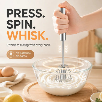 🥚 2-Pack Hand-Push Rotary Whisk – Press, Spin & Mix with Ease
