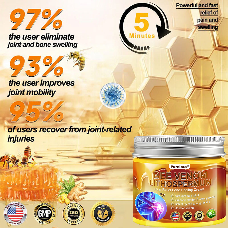 🔥New Arrival🐝Purelora® Bee Venom & Lithospermum Comfort Cream When Walking, Standing or Sleeping Hurts — Daily Pain Relief & Bone Comfort for Older Adults