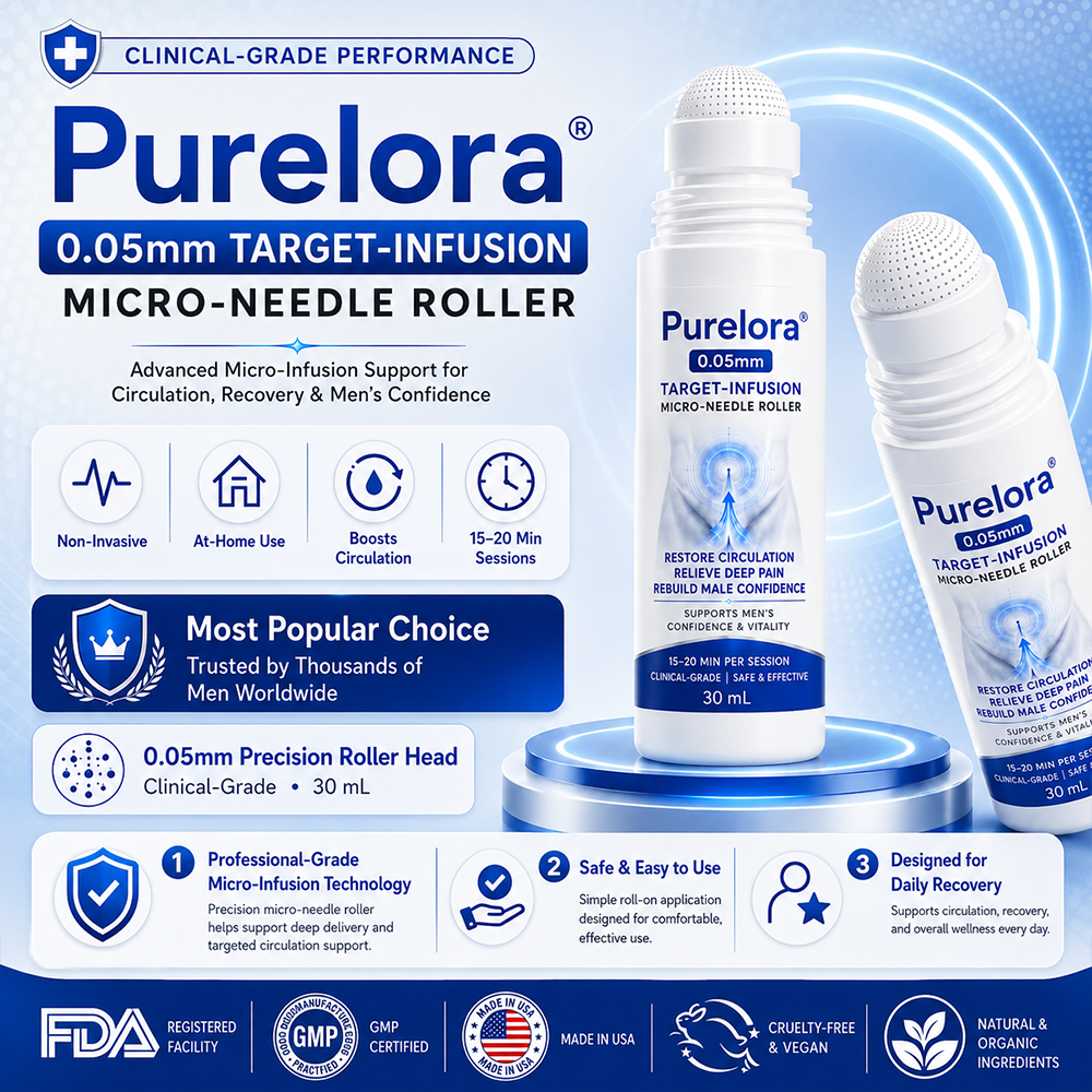 Purelora® 0.05mm Target-Infusion Micro-Needle Roller — Restores Tissue Health, Enhances Rigidity & Stamina, Relieves Muscle & Joint Discomfort