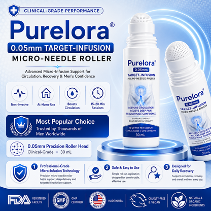 Purelora® 0.05mm Target-Infusion Micro-Needle Roller — Restores Tissue Health, Enhances Rigidity & Stamina, Relieves Muscle & Joint Discomfort