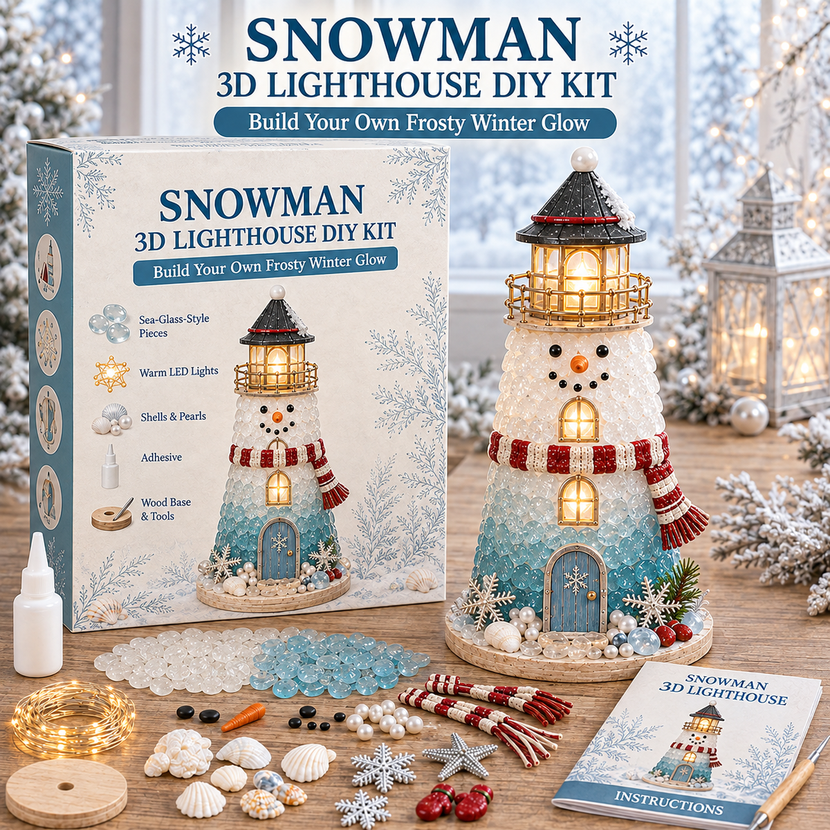 ✨Light‑Up Christmas Character Lighthouse | Complete DIY Craft Kit For Holiday Decor.