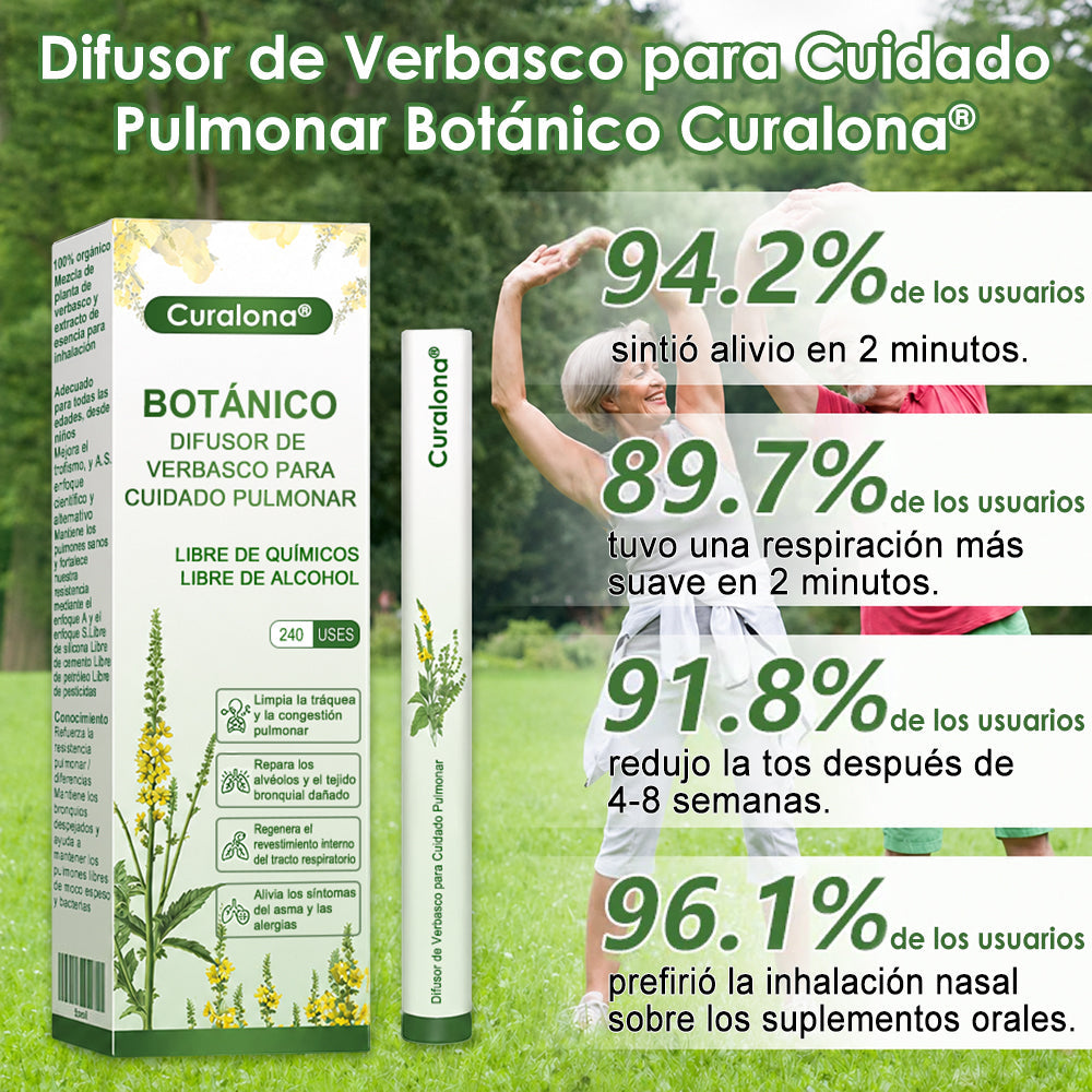 Curalona® Difusor de gordolobo Botanical LungCare (🫁 Tos, faringitis, dificultad para respirar, expectoración, congestión nasal, bronquitis, síntomas de alergia, molestias pulmonares)