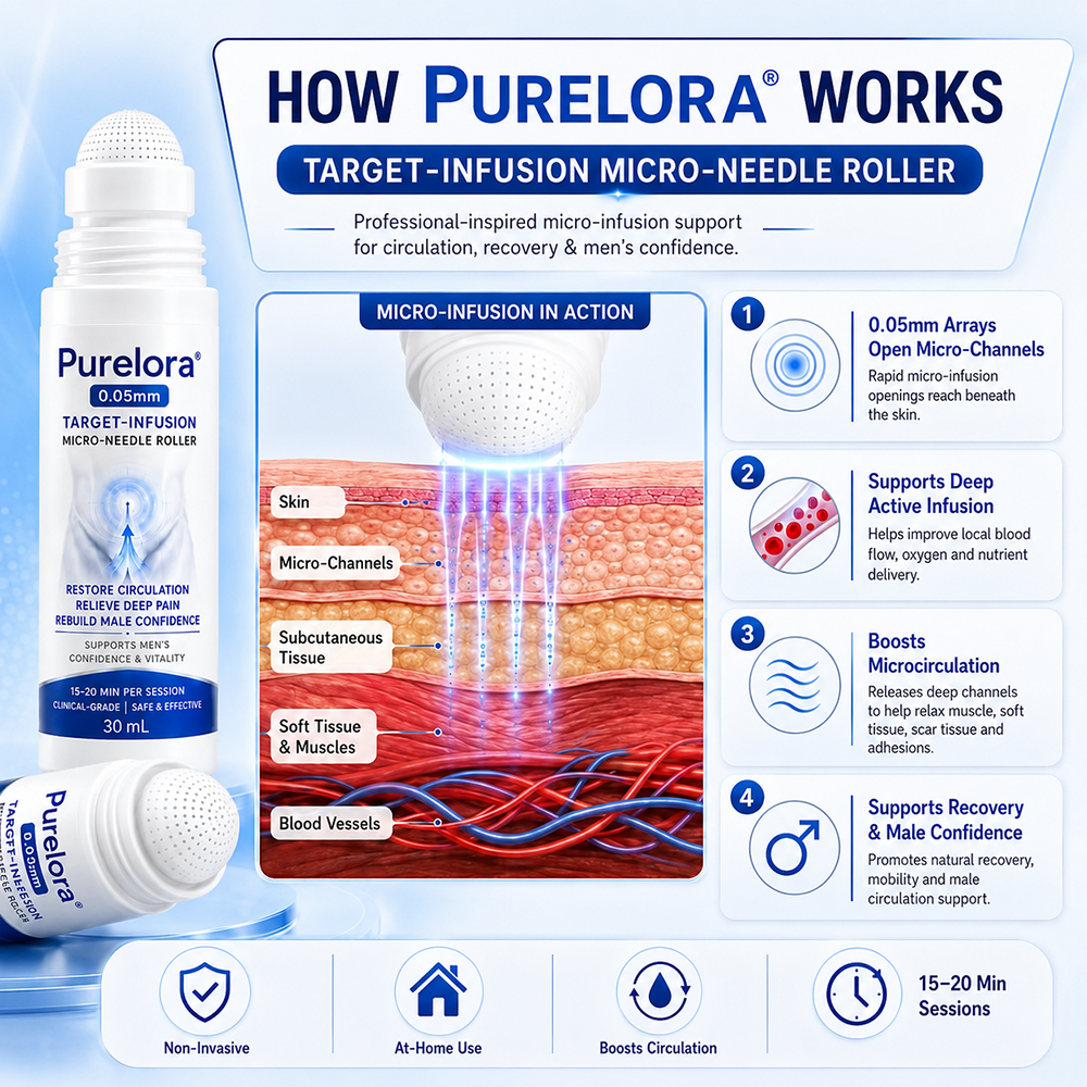 Purelora® 0.05mm Target-Infusion Micro-Needle Roller — Restores Tissue Health, Enhances Rigidity & Stamina, Relieves Muscle & Joint Discomfort