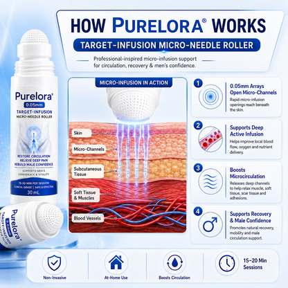Purelora® 0.05mm Target-Infusion Micro-Needle Roller — Restores Tissue Health, Enhances Rigidity & Stamina, Relieves Muscle & Joint Discomfort