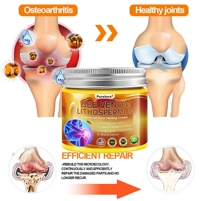 🔥New Arrival🐝Purelora® Bee Venom & Lithospermum Comfort Cream When Walking, Standing or Sleeping Hurts — Daily Pain Relief & Bone Comfort for Older Adults