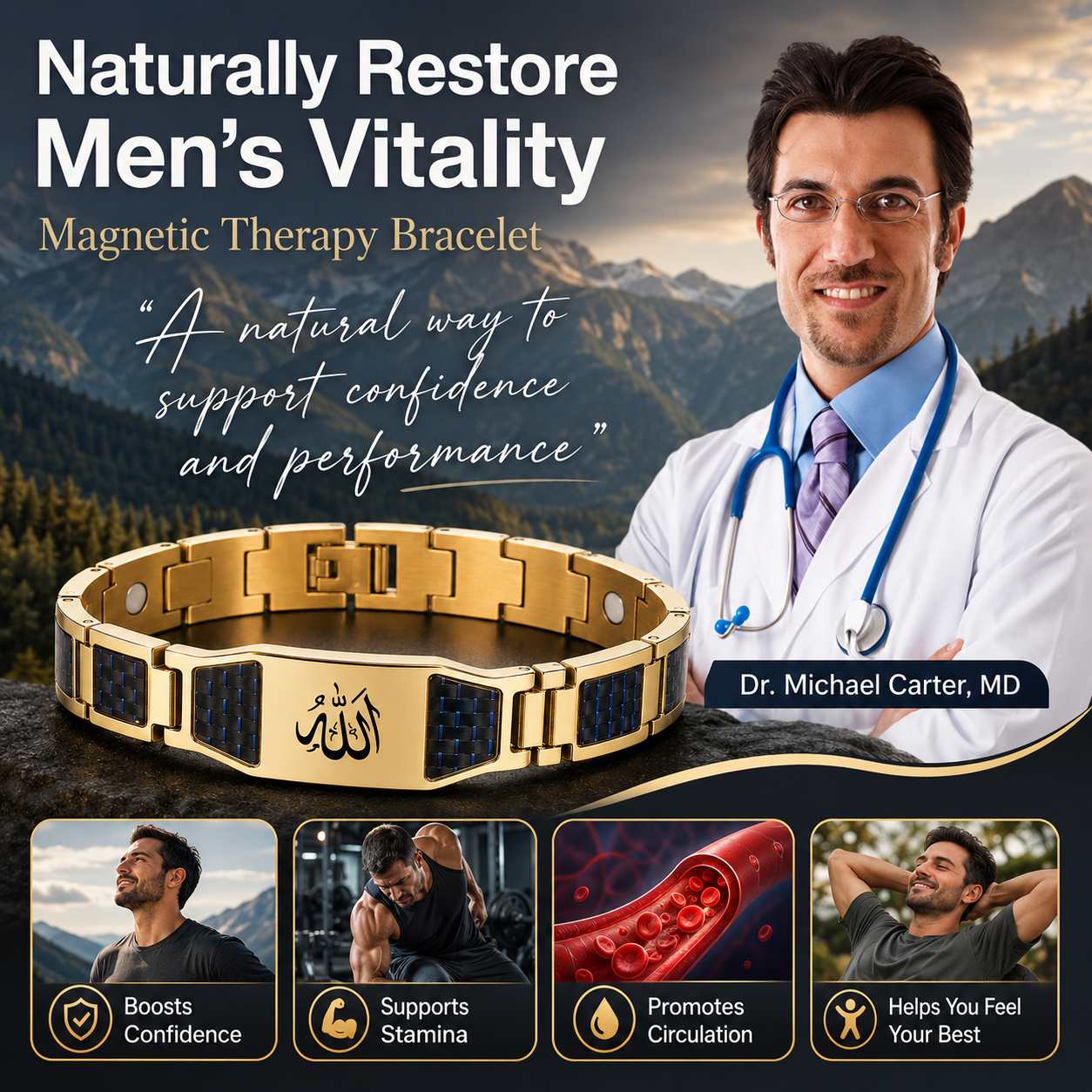 CZTICLE®🔥Men’s Strength & Vitality Bracelet💯🎂Upgrade Your Energy, Style, and Confidence-ABB8