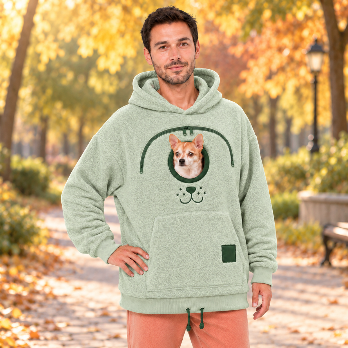 Paiduis®🐾 Cozy Fleece Pet Bonding Pouch Hoodie – Warm & Supportive Small Pet Carrier Clothing