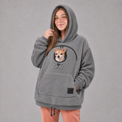 Paiduis®🐾 Cozy Fleece Pet Bonding Pouch Hoodie – Warm & Supportive Small Pet Carrier Clothing