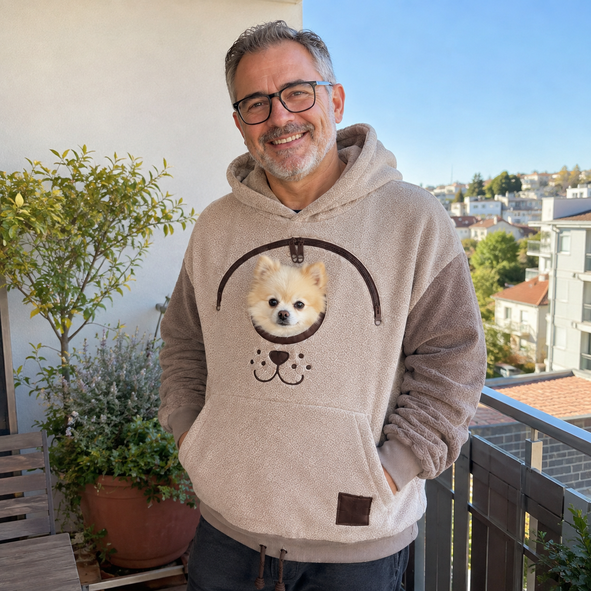 Paiduis®🐾 Cozy Fleece Pet Bonding Pouch Hoodie – Warm & Supportive Small Pet Carrier Clothing