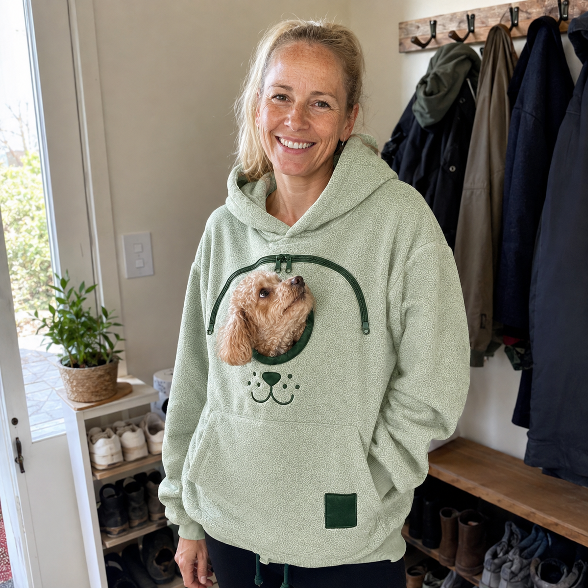 Paiduis®🐾 Cozy Fleece Pet Bonding Pouch Hoodie – Warm & Supportive Small Pet Carrier Clothing