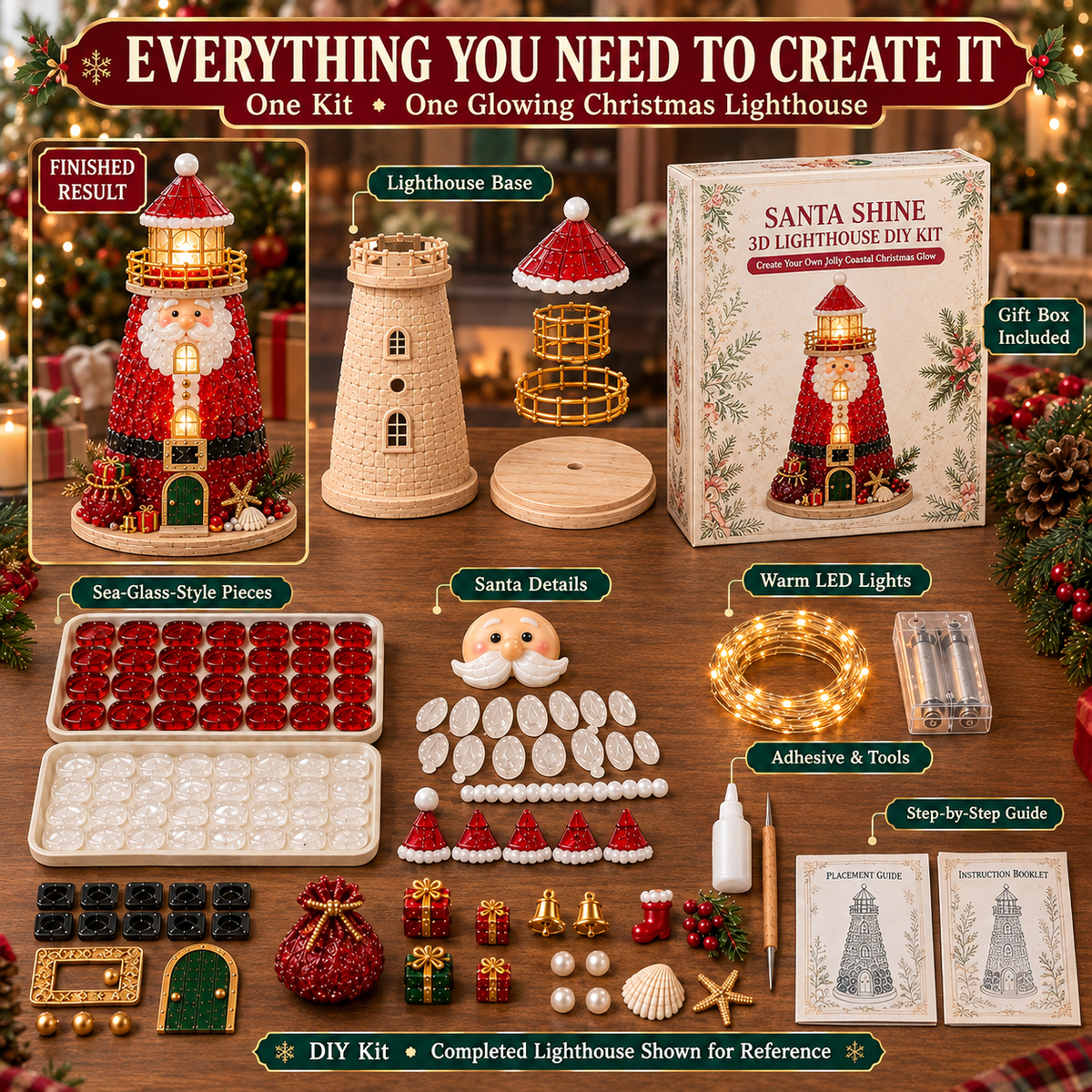 ✨Light‑Up Christmas Character Lighthouse | Complete DIY Craft Kit For Holiday Decor.