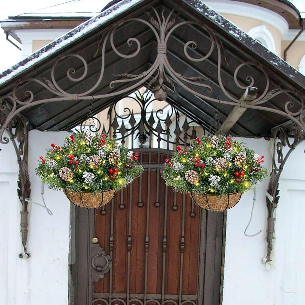 🎄LAST DAY — 60% OFF! 🪴Christmas Hot Sale —🔥Pre-Lit Artificial Christmas Hanging Basket